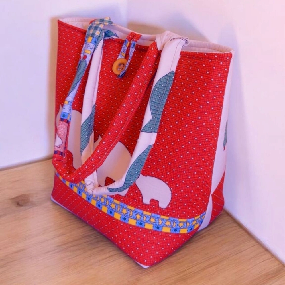 Chic Red Patterned Tote Bag